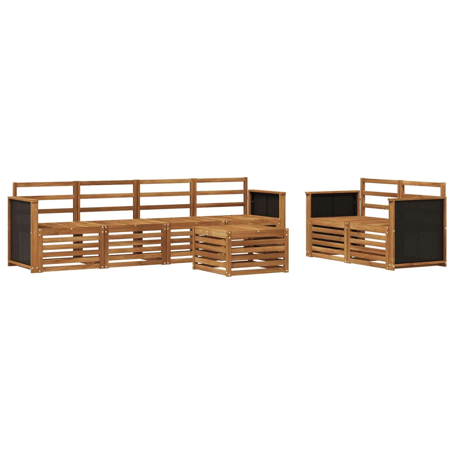 Utendørs sofa-sett 7 pcs Naturlig Solid akasietre