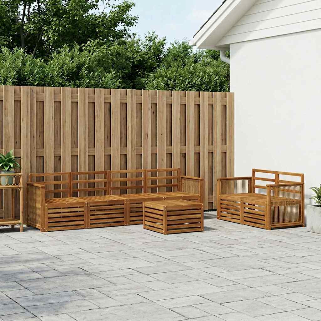 Utendørs sofa-sett 7 pcs Naturlig Solid akasietre