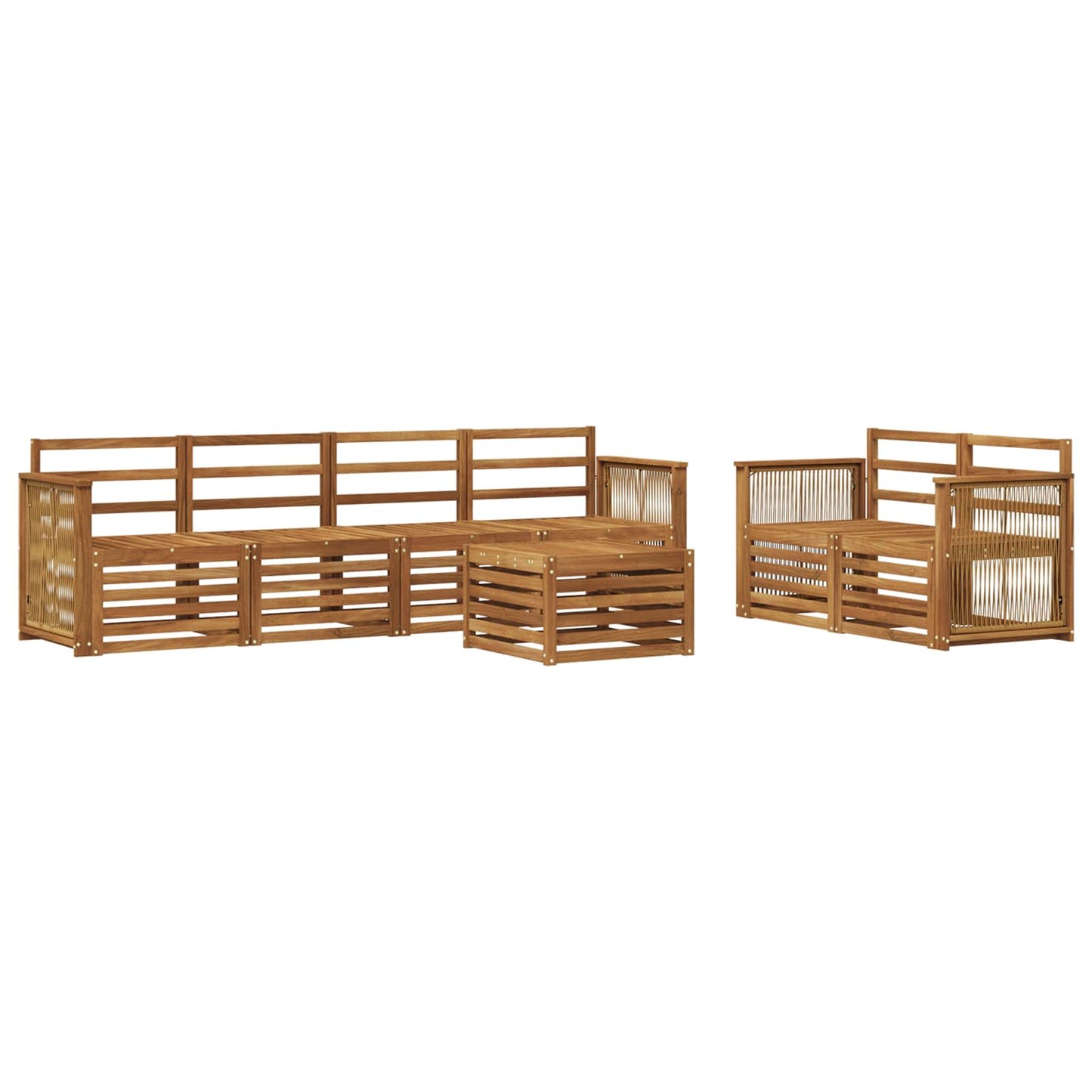 Utendørs sofa-sett 7 pcs Naturlig Solid akasietre