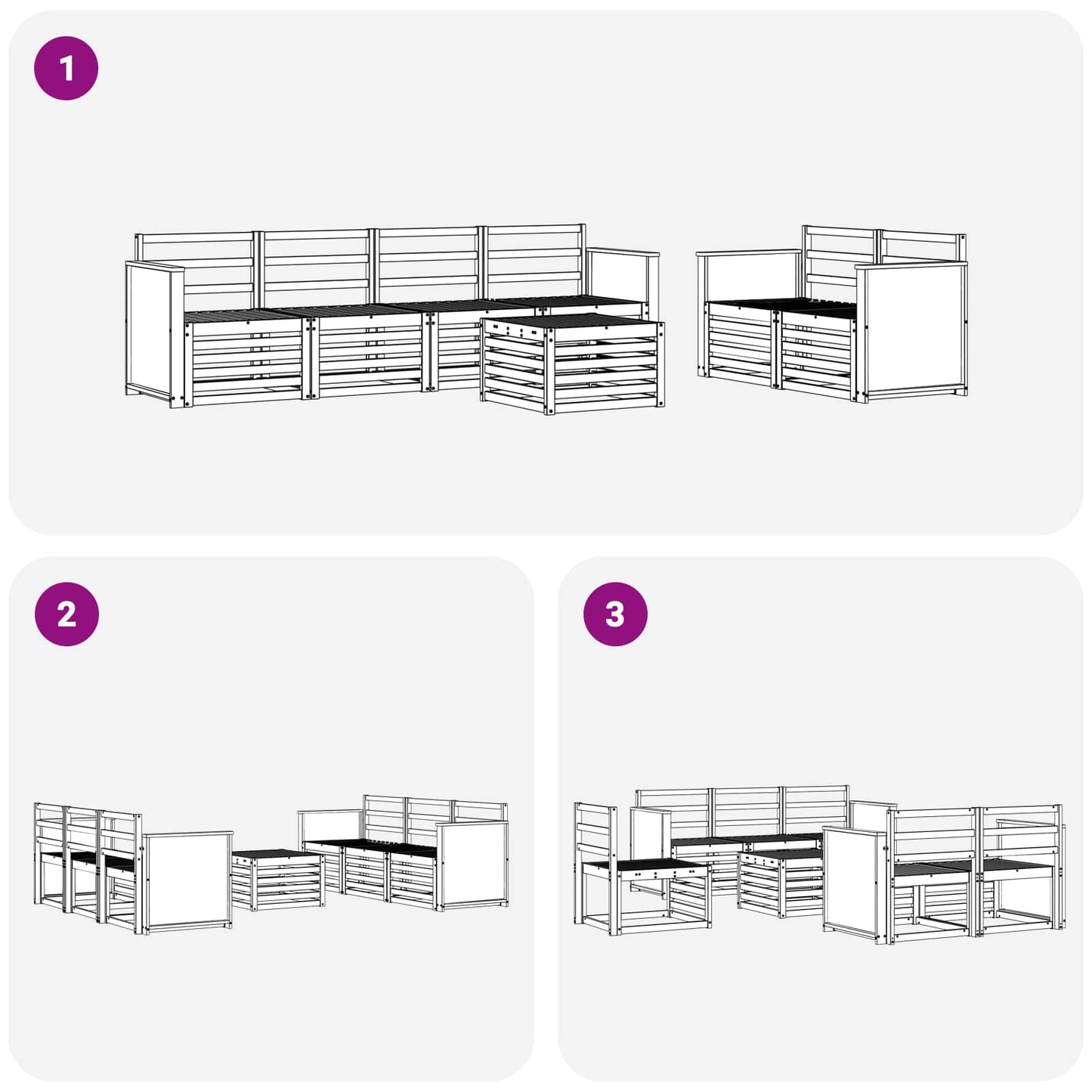 Utendørs sofa-sett 7 pcs Naturlig Solid akasietre