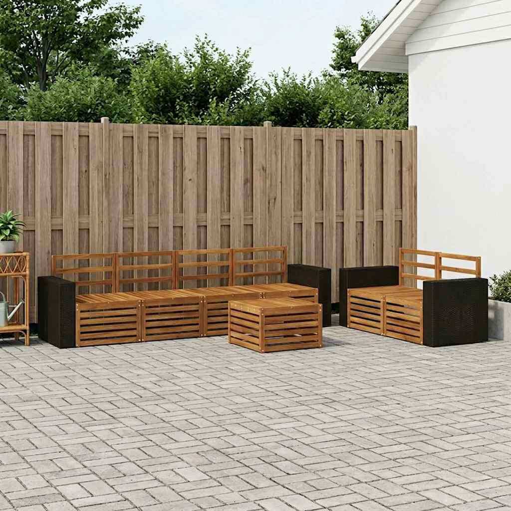 Utendørs sofa-sett 7 pcs Naturlig Solid akasietre