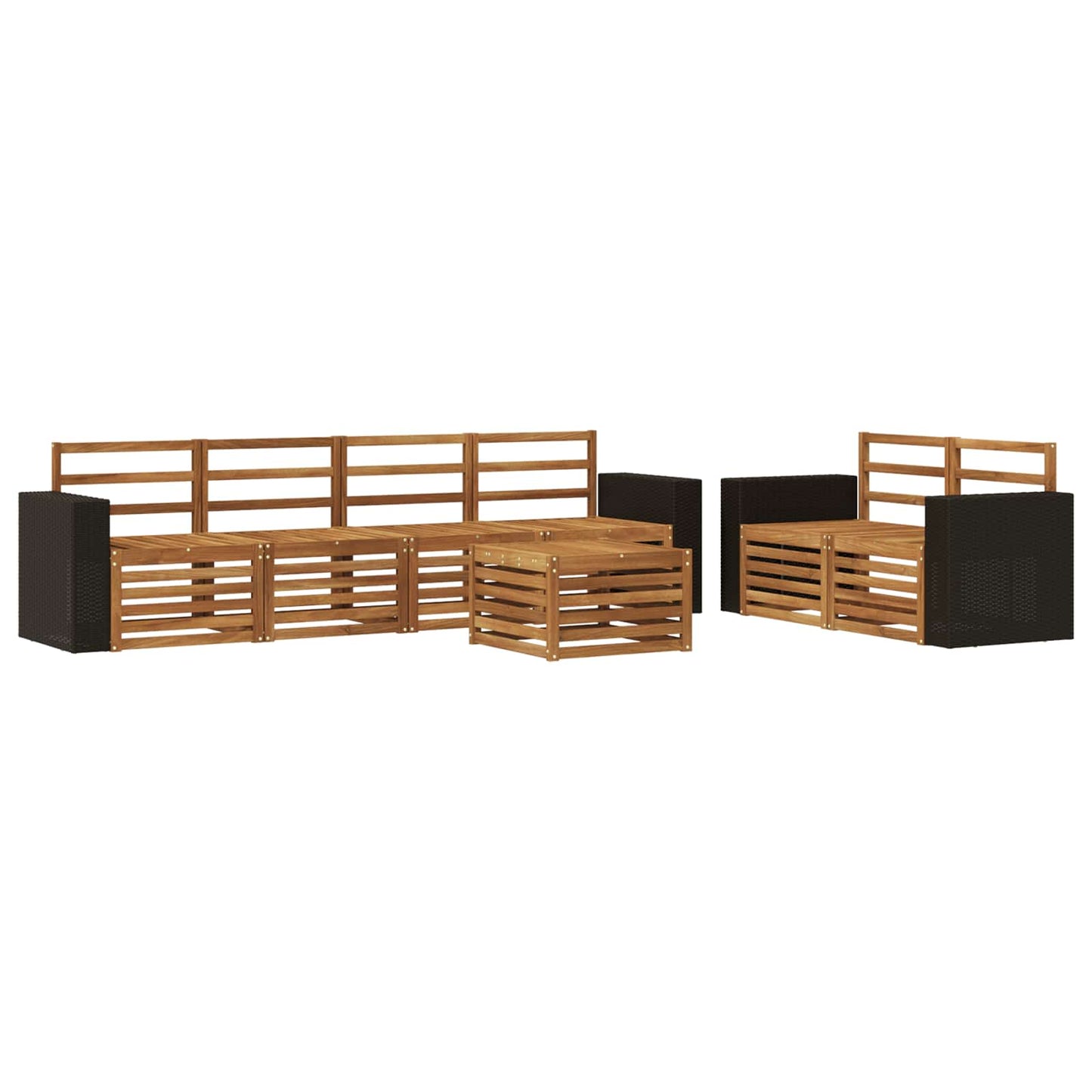 Utendørs sofa-sett 7 pcs Naturlig Solid akasietre