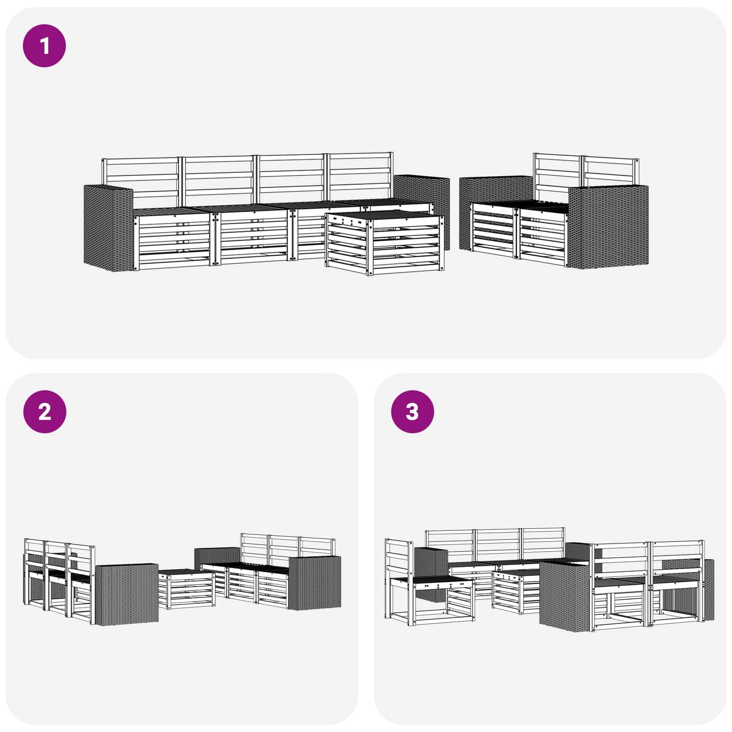Utendørs sofa-sett 7 pcs Naturlig Solid akasietre