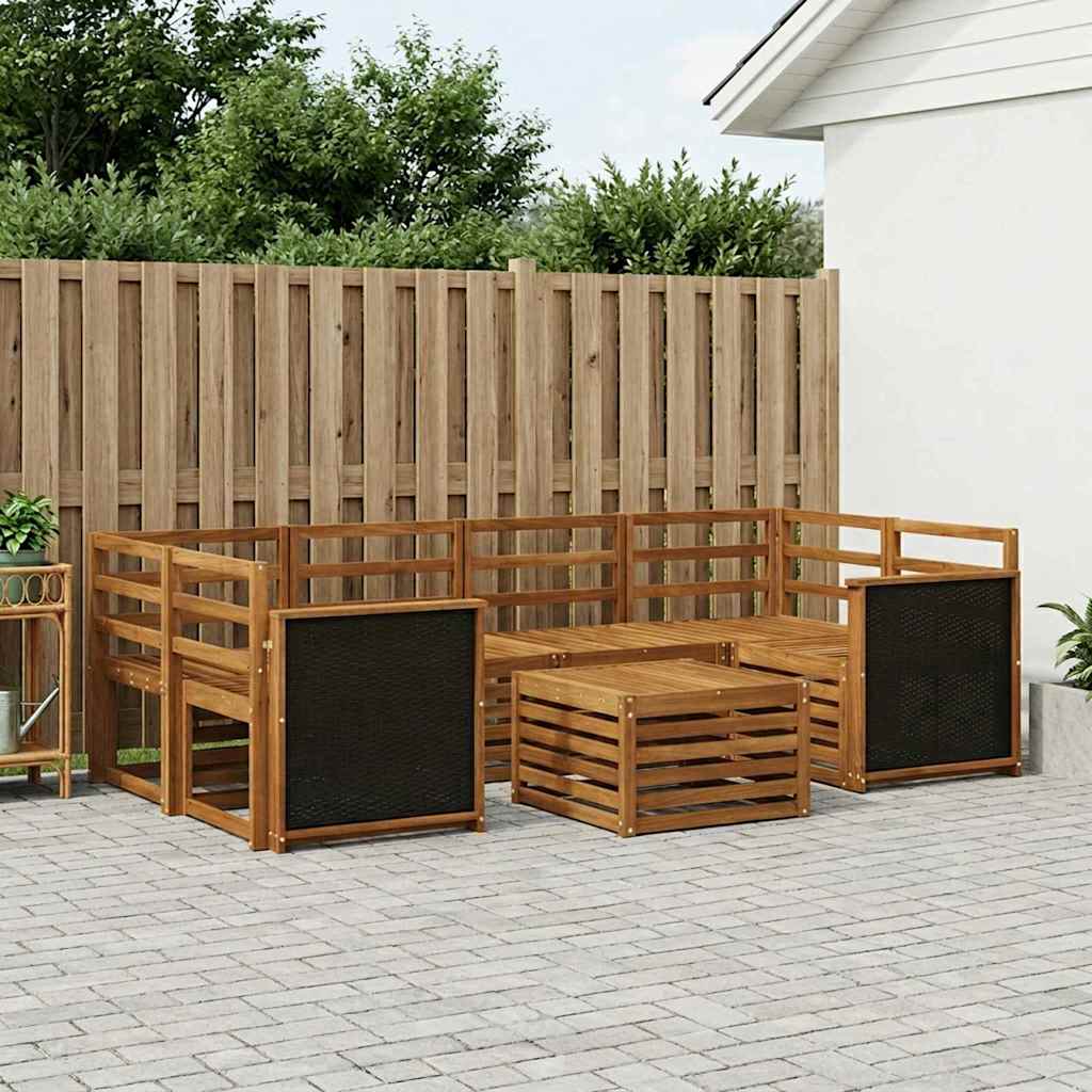 Utendørs sofa-sett 7 pcs Naturlig Solid akasietre