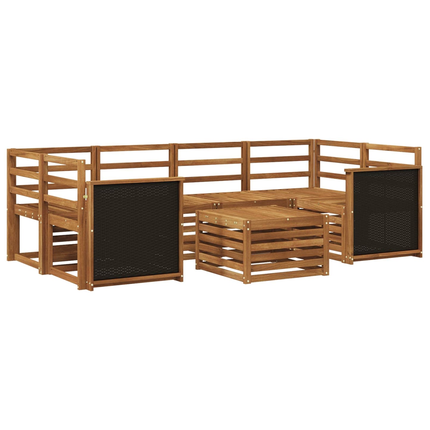 Utendørs sofa-sett 7 pcs Naturlig Solid akasietre