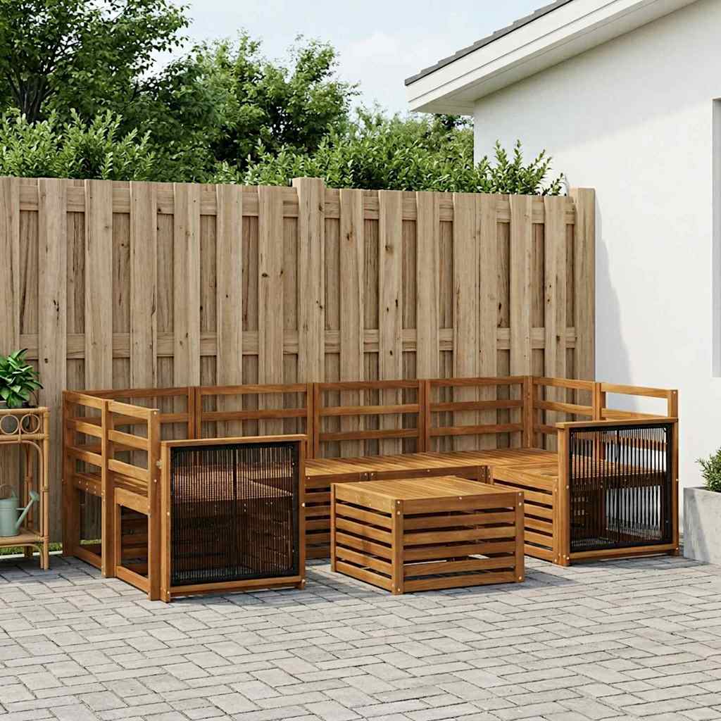 Utendørs sofa-sett 7 pcs Naturlig Solid akasietre