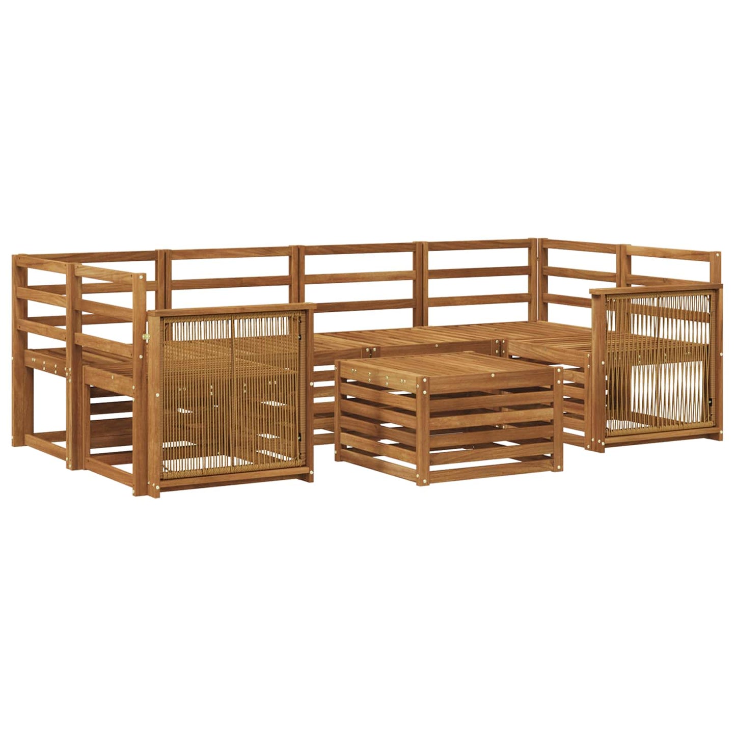Utendørs sofa-sett 7 pcs Naturlig Solid akasietre