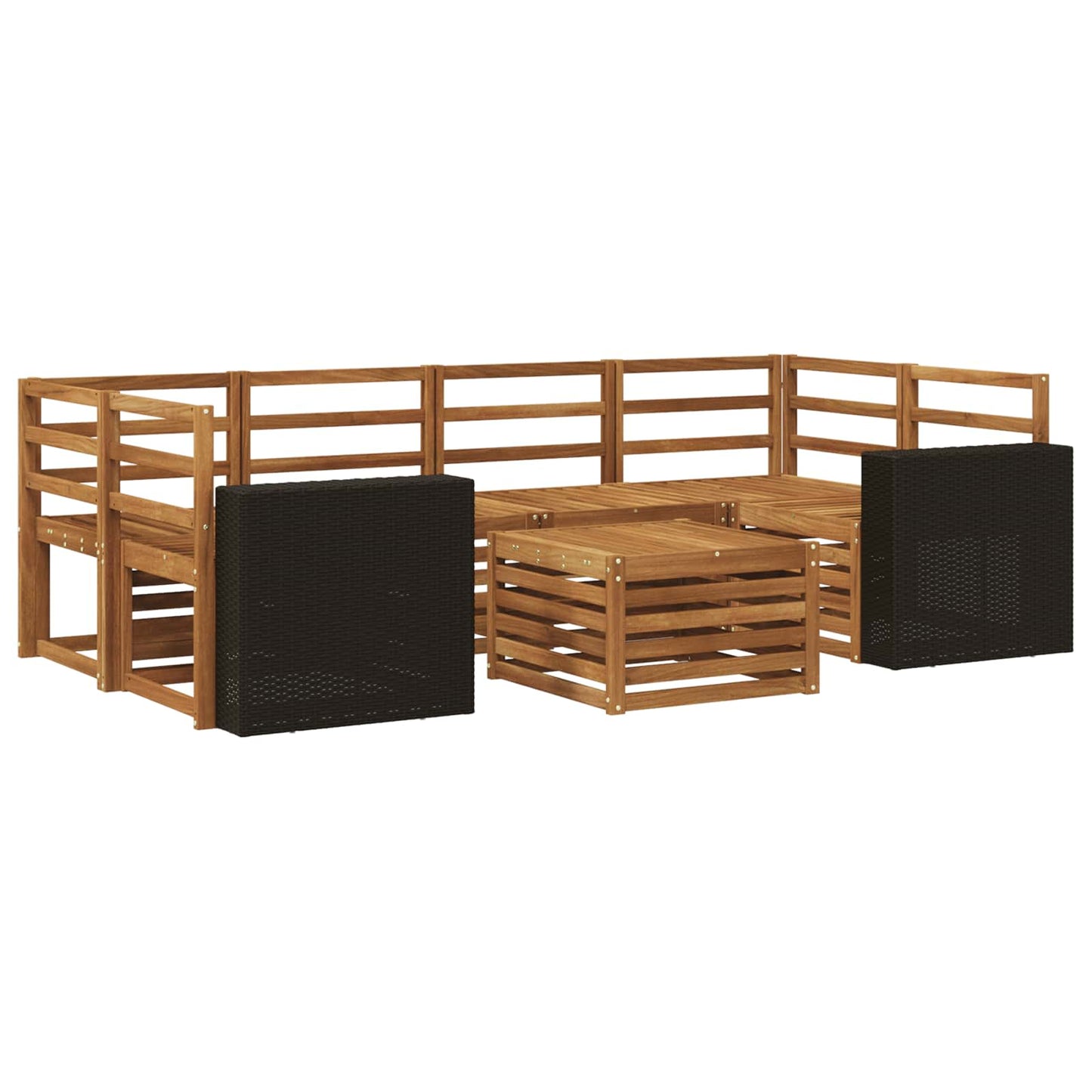 Utendørs sofa-sett 7 pcs Naturlig Solid akasietre