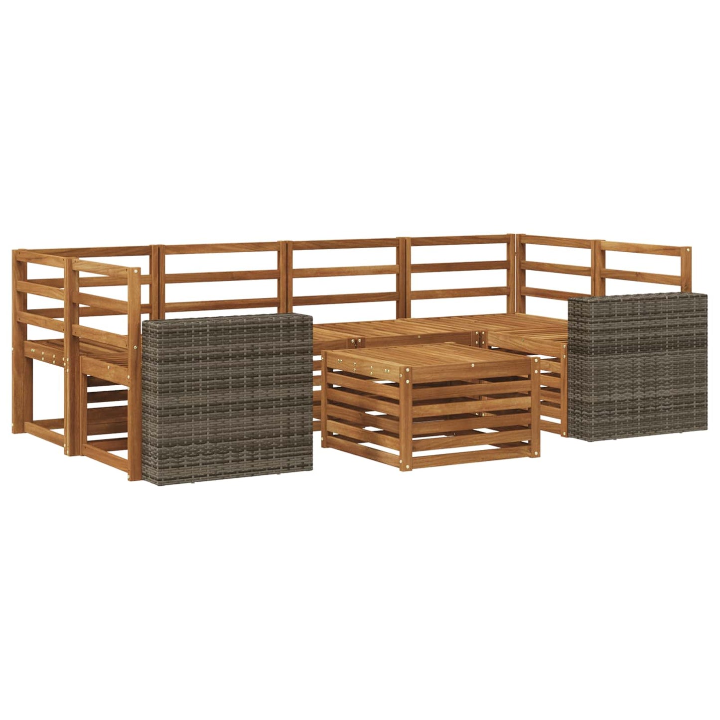 Utendørs sofa-sett 7 pcs Naturlig Solid akasietre