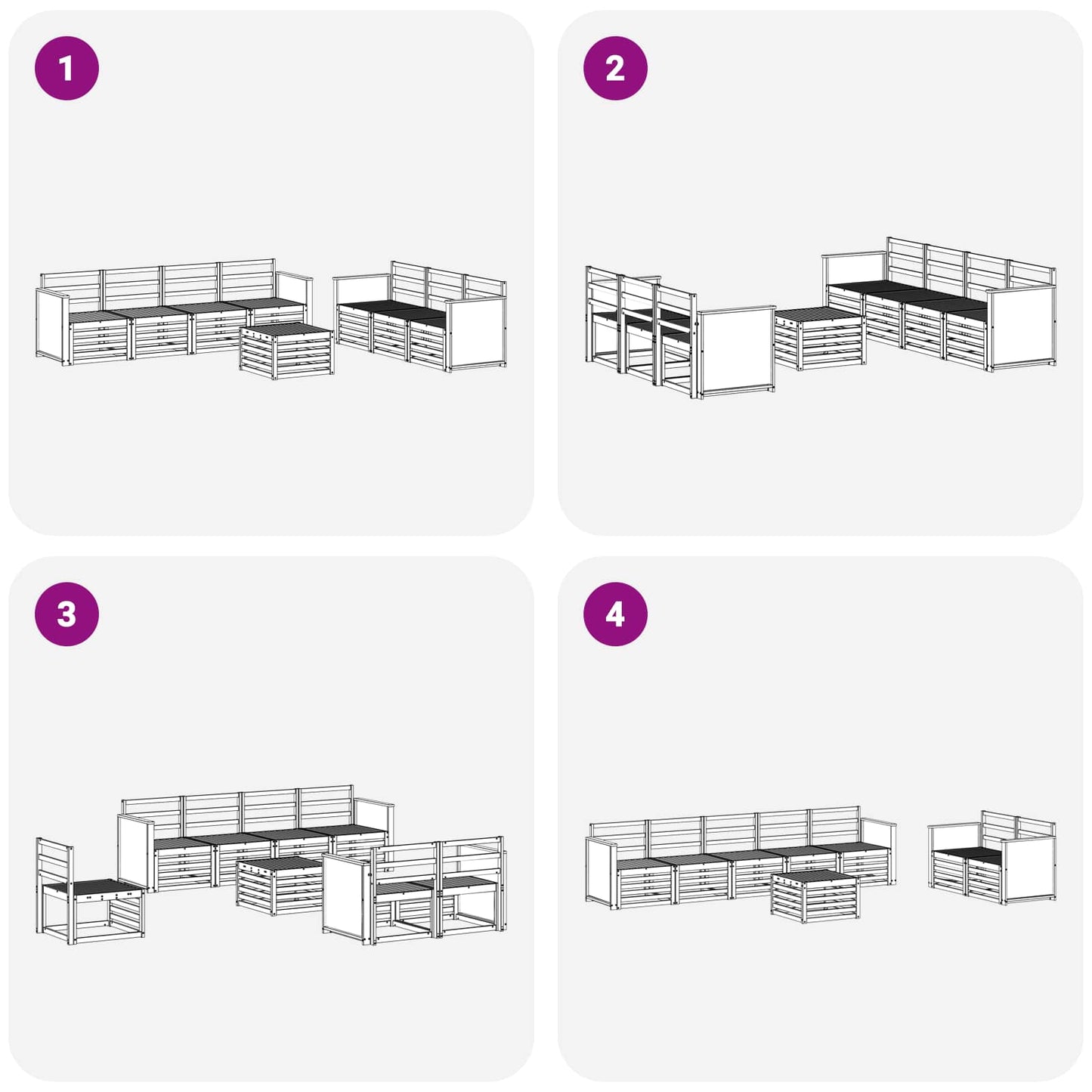 Sofasett 8 pcs Solid akasietre
