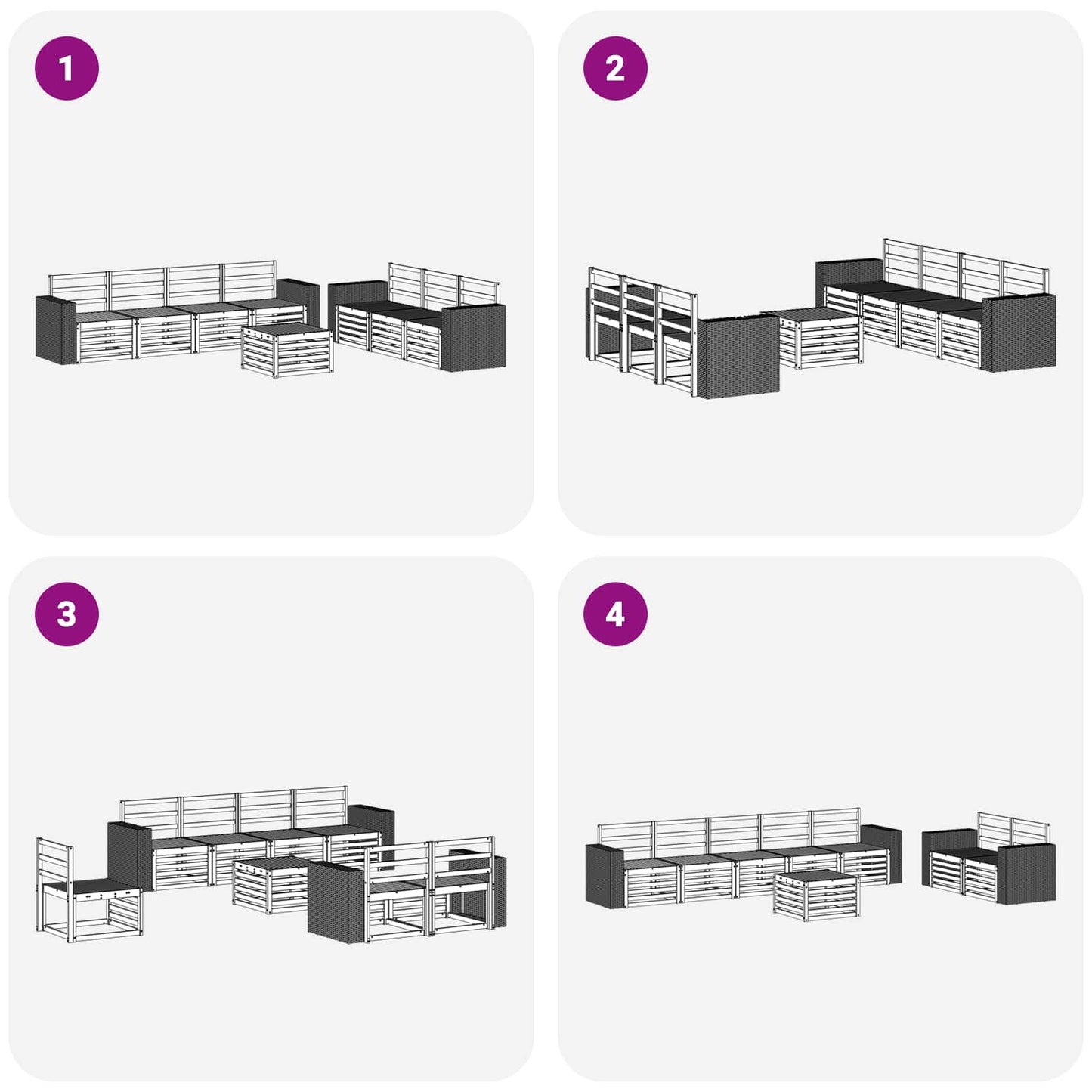 Sofasett 8 pcs Solid akasietre