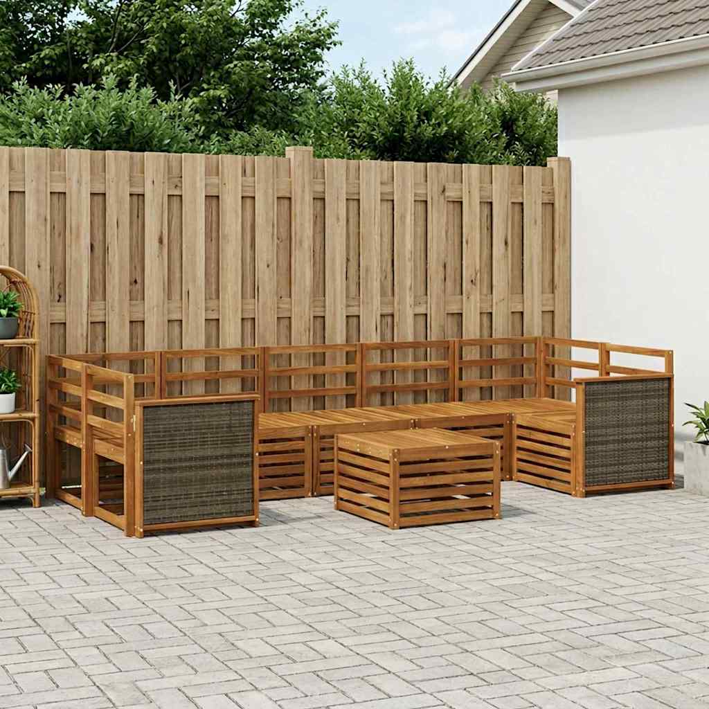 Utendørs sofa-sett 8 pcs Naturlig Solid akasietre