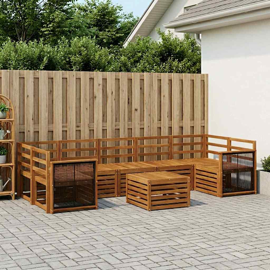 Utendørs sofa-sett 8 pcs Naturlig Solid akasietre
