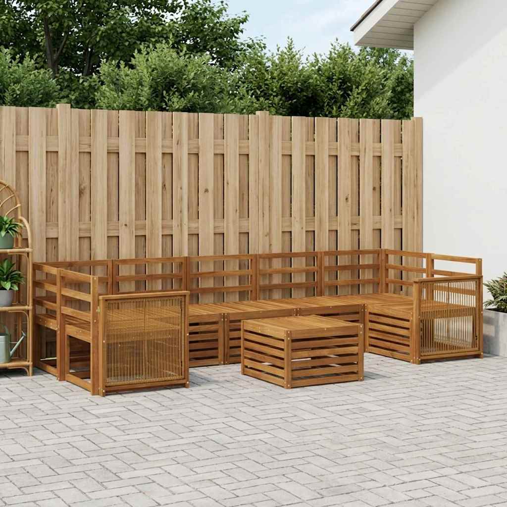 Utendørs sofa-sett 8 pcs Naturlig Solid akasietre