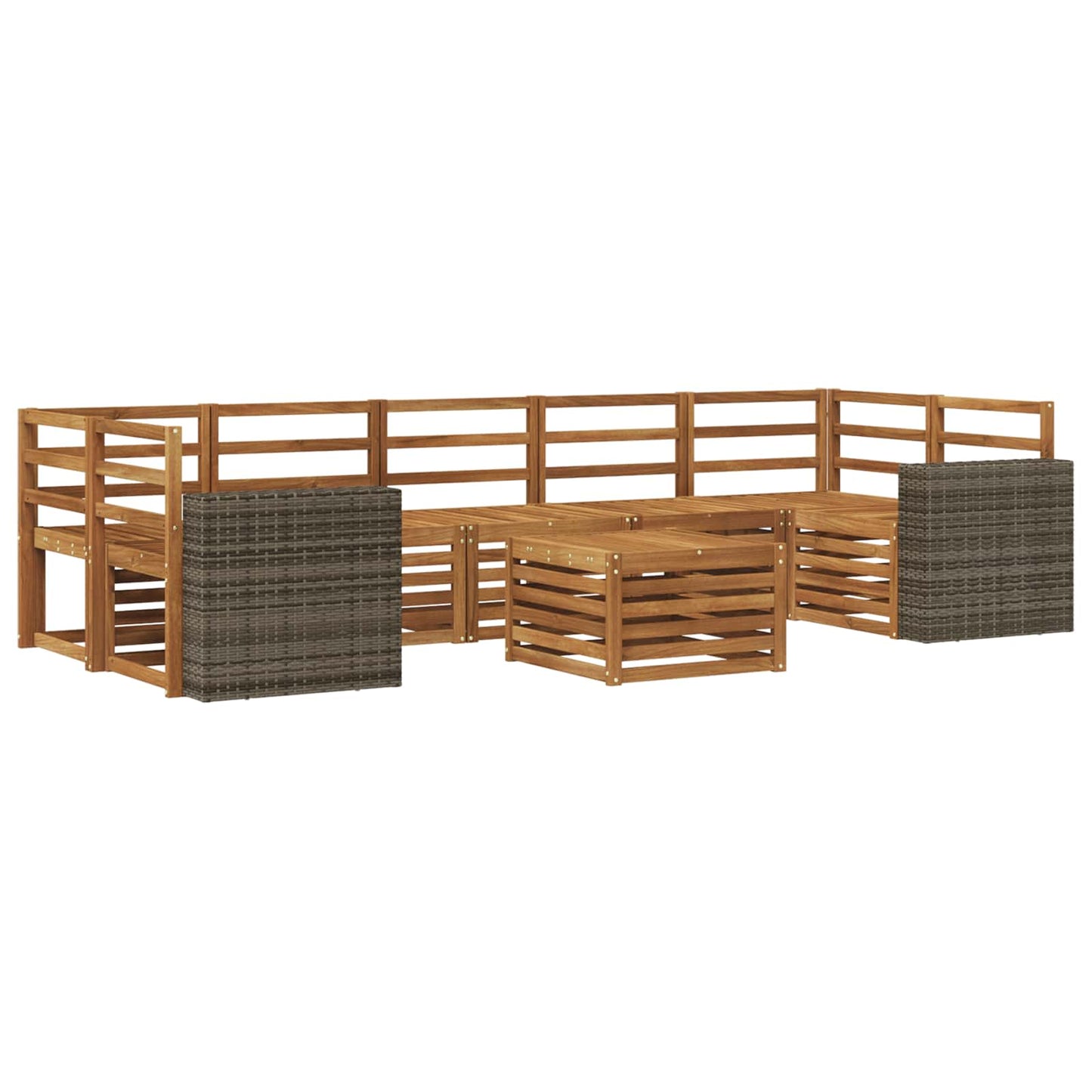 Utendørs sofa-sett 8 pcs Naturlig Solid akasietre