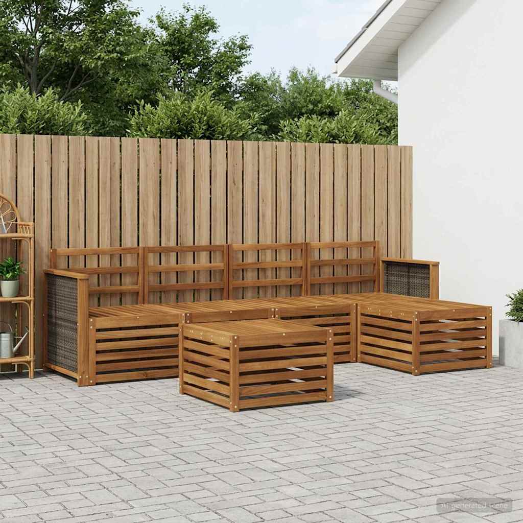 Utendørs sofa-sett 6 pcs Naturlig
