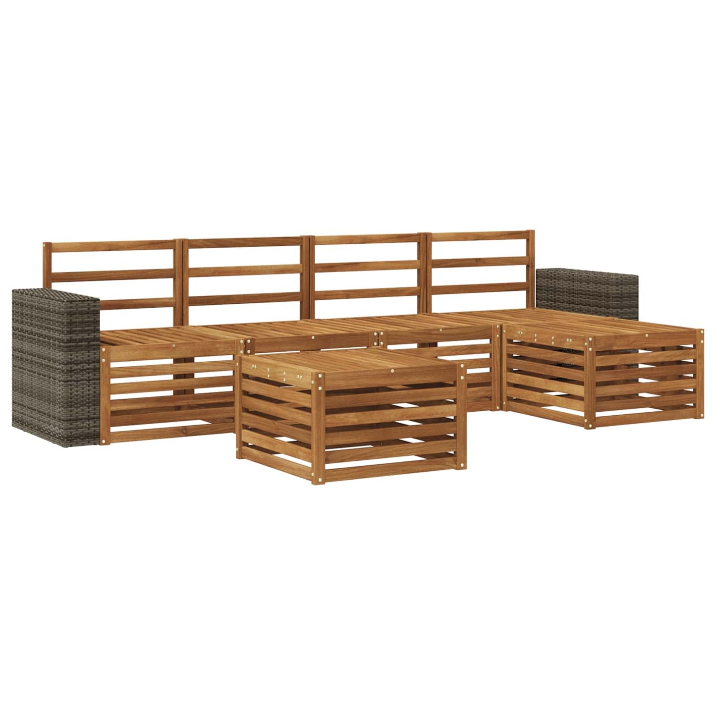 Utendørs sofa-sett 6 pcs Naturlig