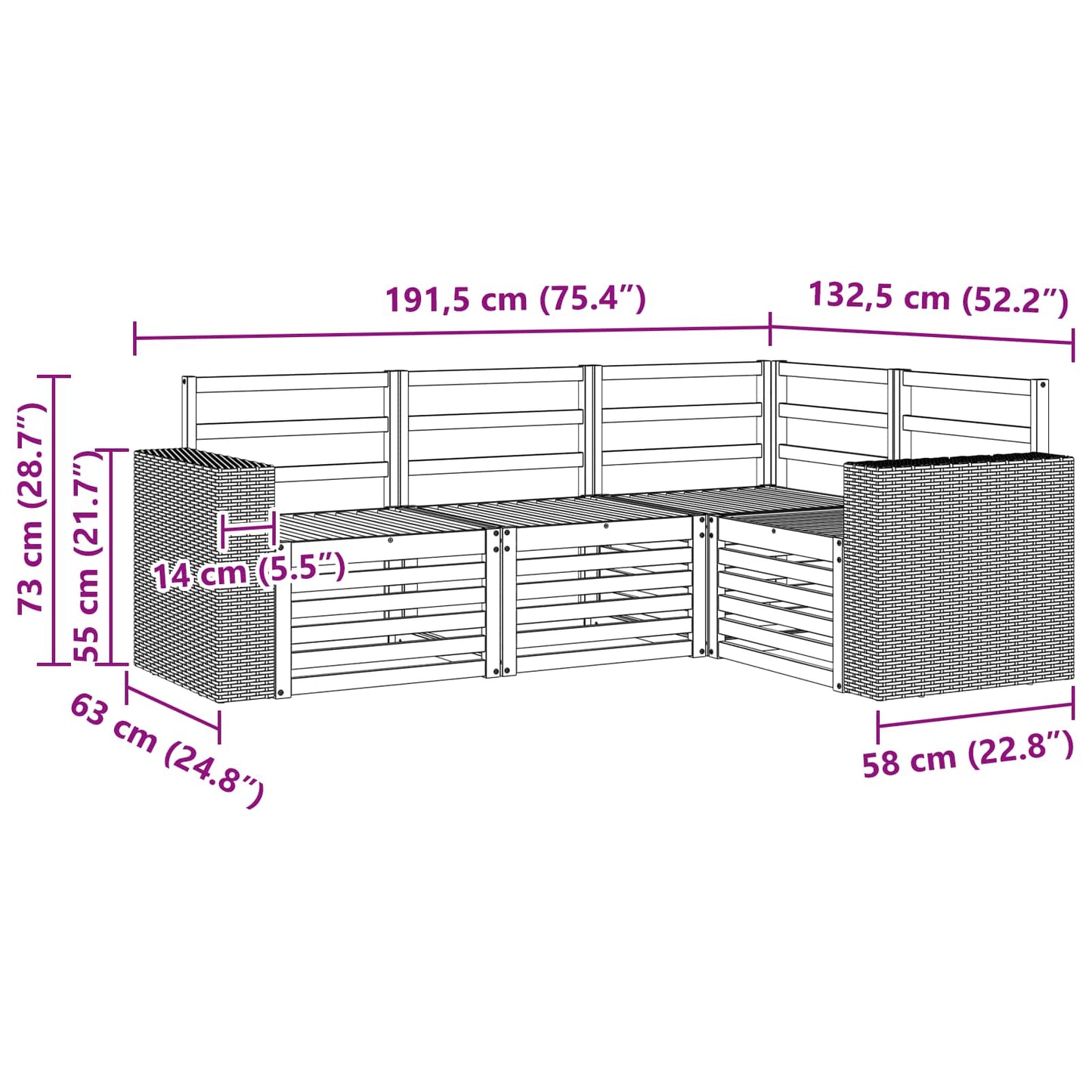 Sofasett 4 pcs Solid akasietre