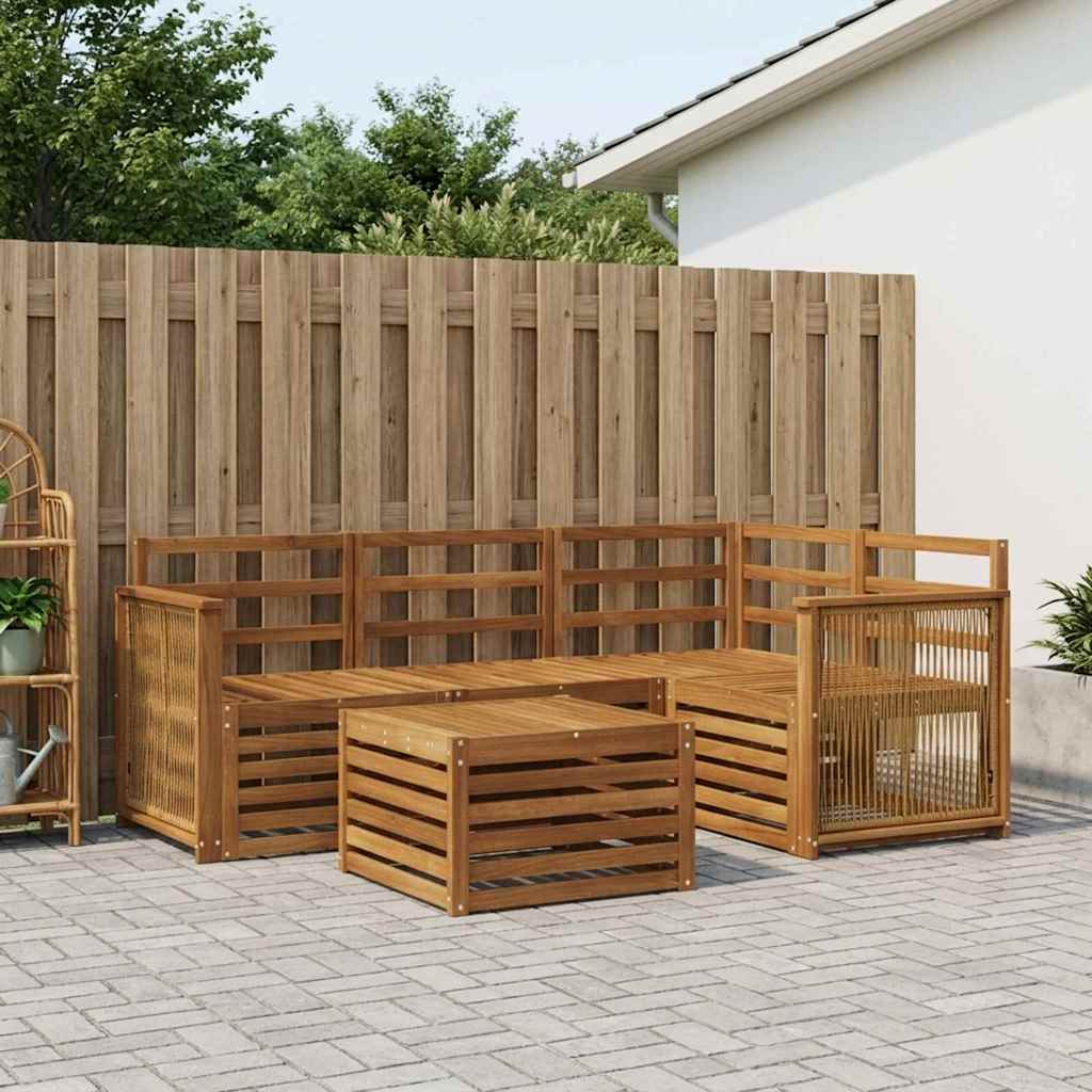 Utendørs sofa-sett 5 pcs Naturlig 59 x 59 x 37 cm Polyester
