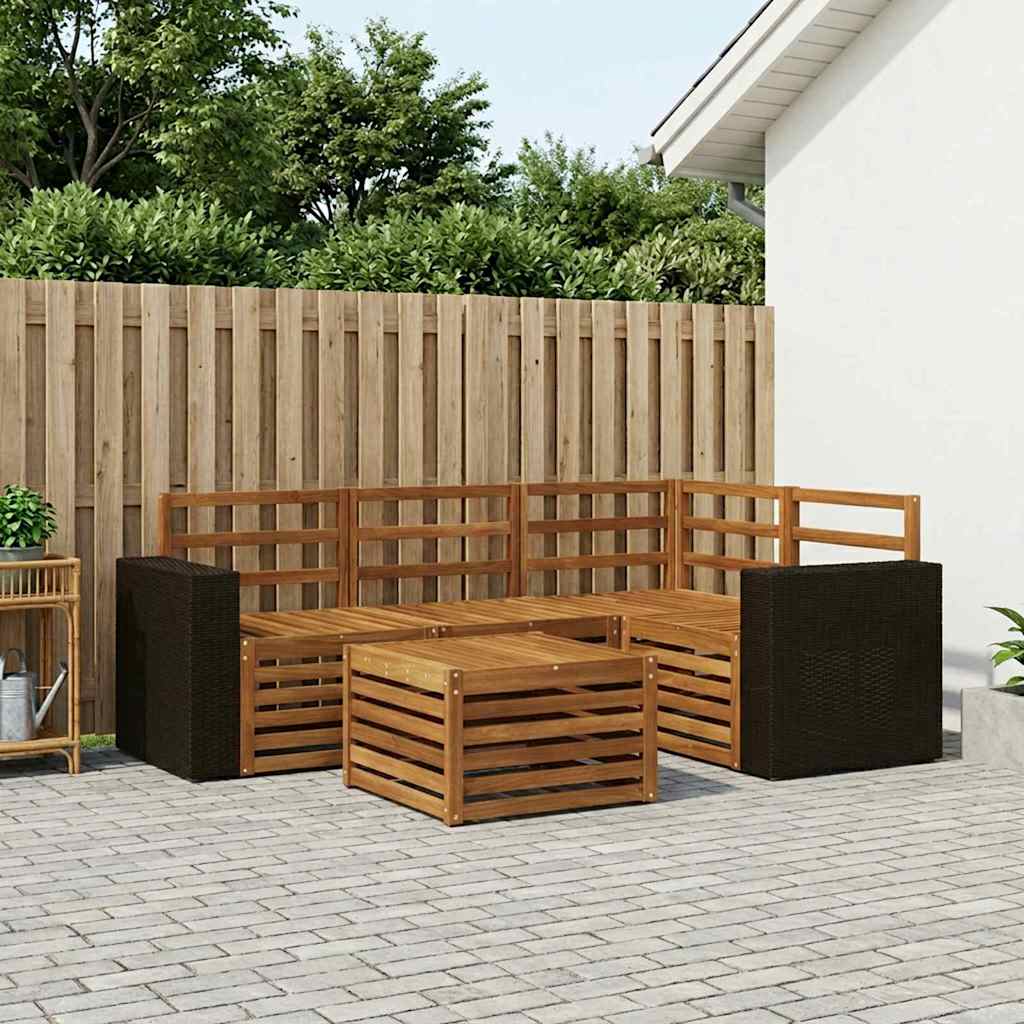 Utendørs sofa-sett 5 pcs Naturlig 59 x 59 x 37 cm Polyester