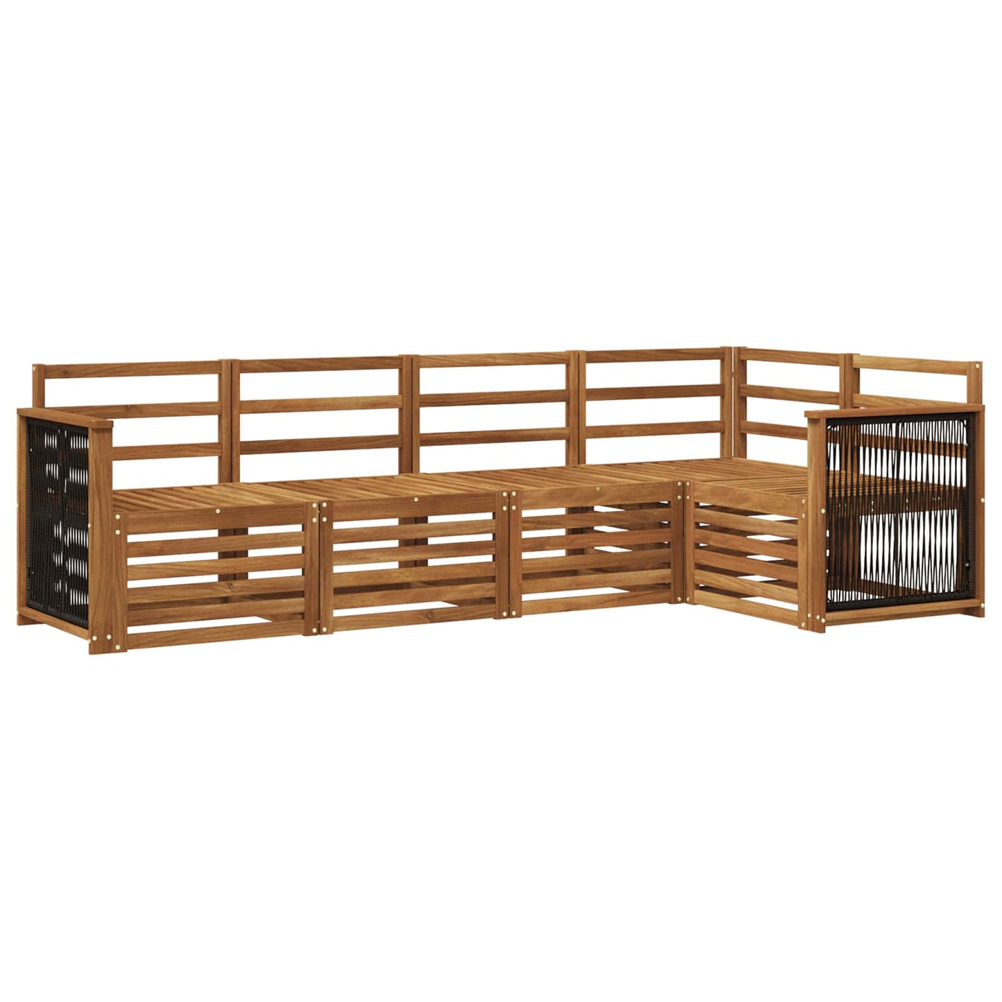 Seksjonssofa Sett 4 pcs Naturlig Solid akasietre