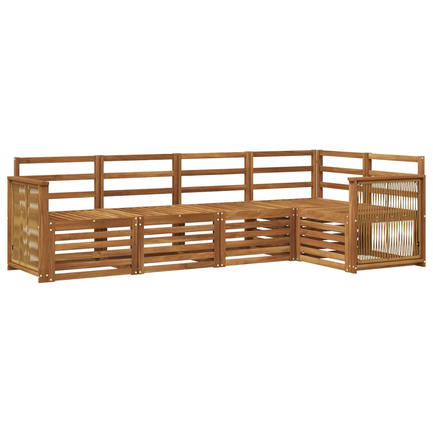 Seksjonssofa Sett 4 pcs Naturlig Solid akasietre