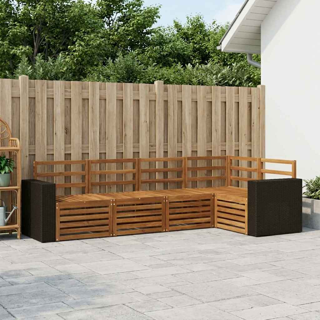 Seksjonssofa Sett 5 pcs Naturlig Solid akasietre