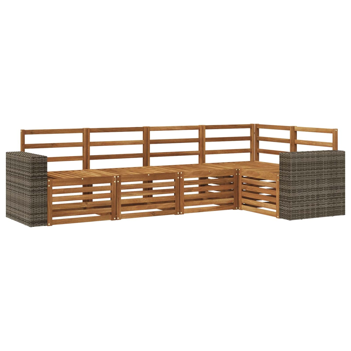 Seksjonssofa Sett 5 pcs Naturlig Solid akasietre