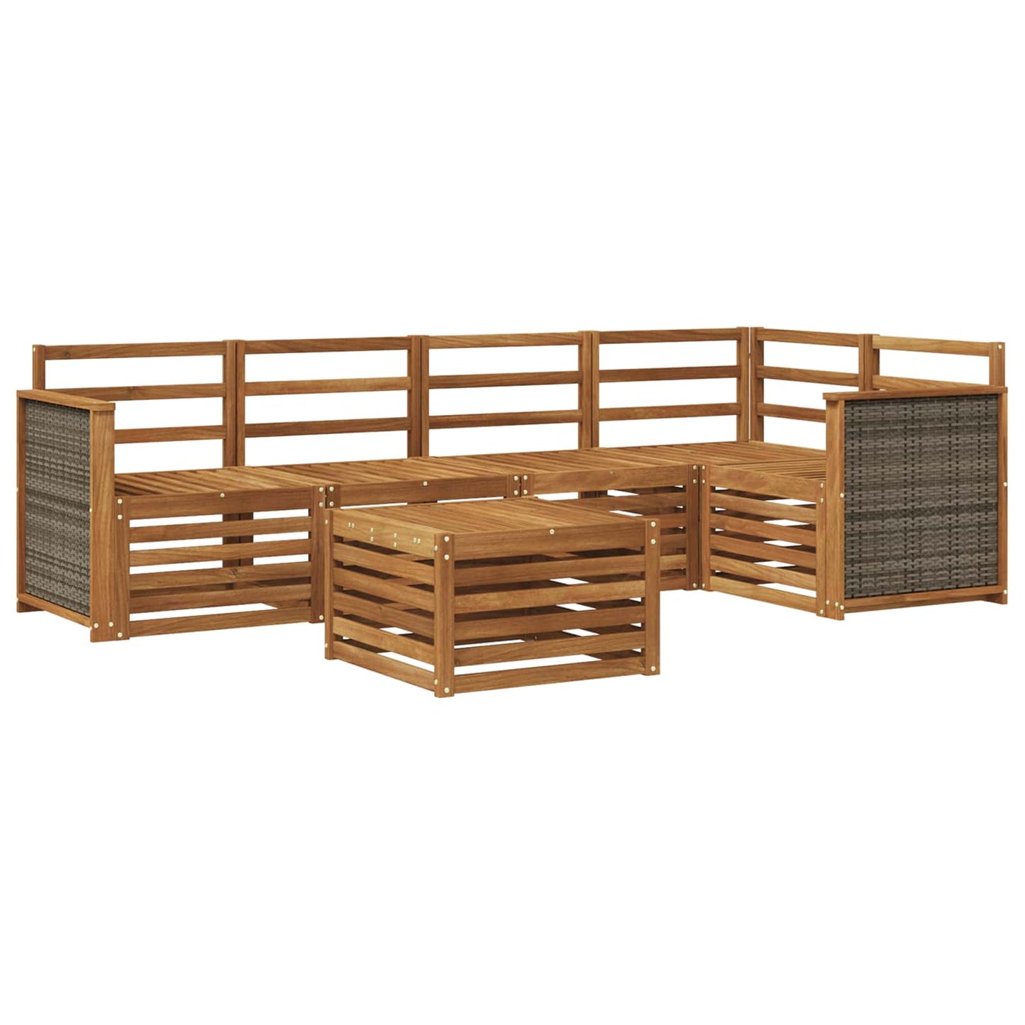 Seksjonssofa Sett 5 pcs Naturlig Solid akasietre