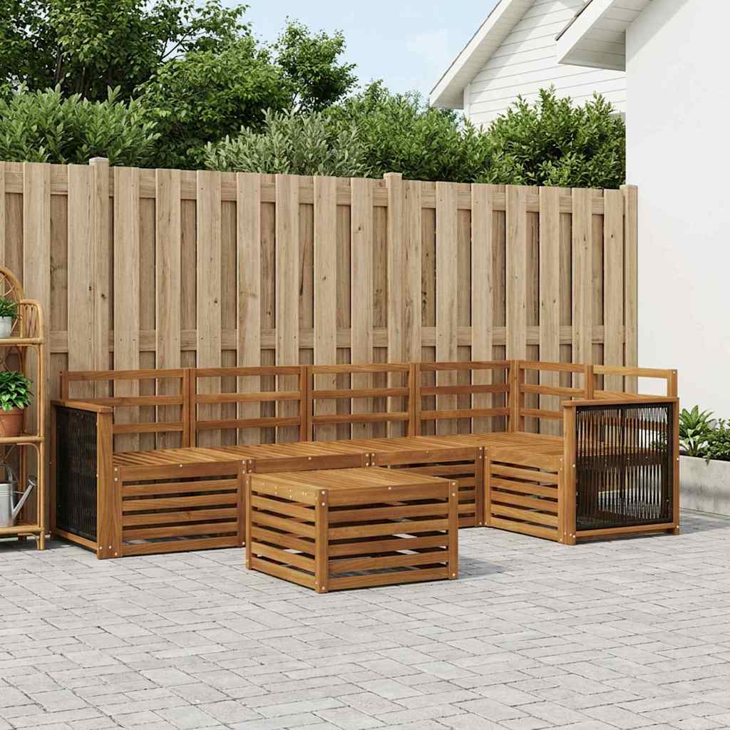 Seksjonssofa Sett 5 pcs Naturlig Solid akasietre