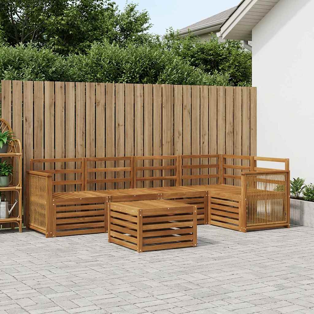 Seksjonssofa Sett 5 pcs Naturlig Solid akasietre