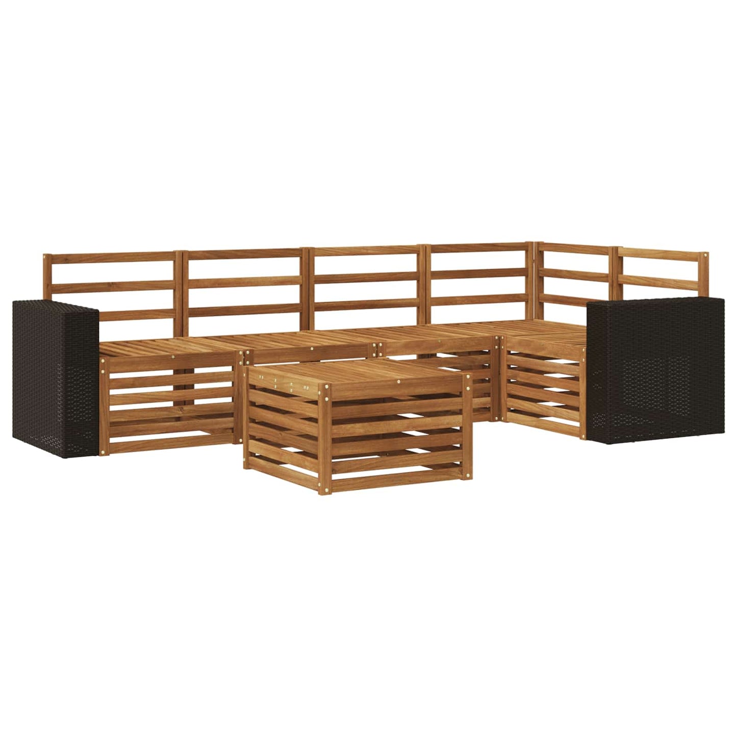 Seksjonssofa Sett 6 pcs Naturlig Solid akasietre