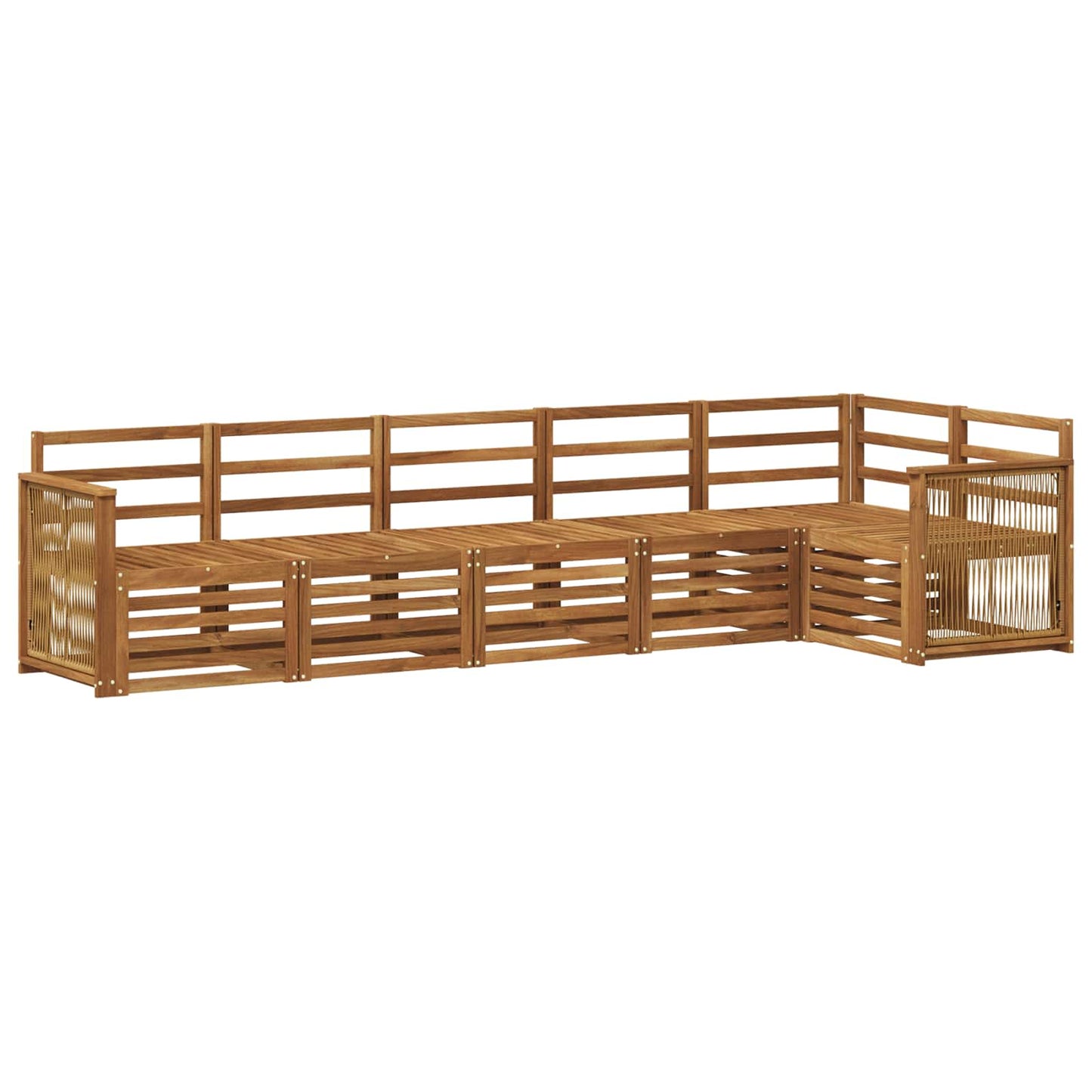 Seksjonssofa Sett 5 pcs Naturlig Solid akasietre