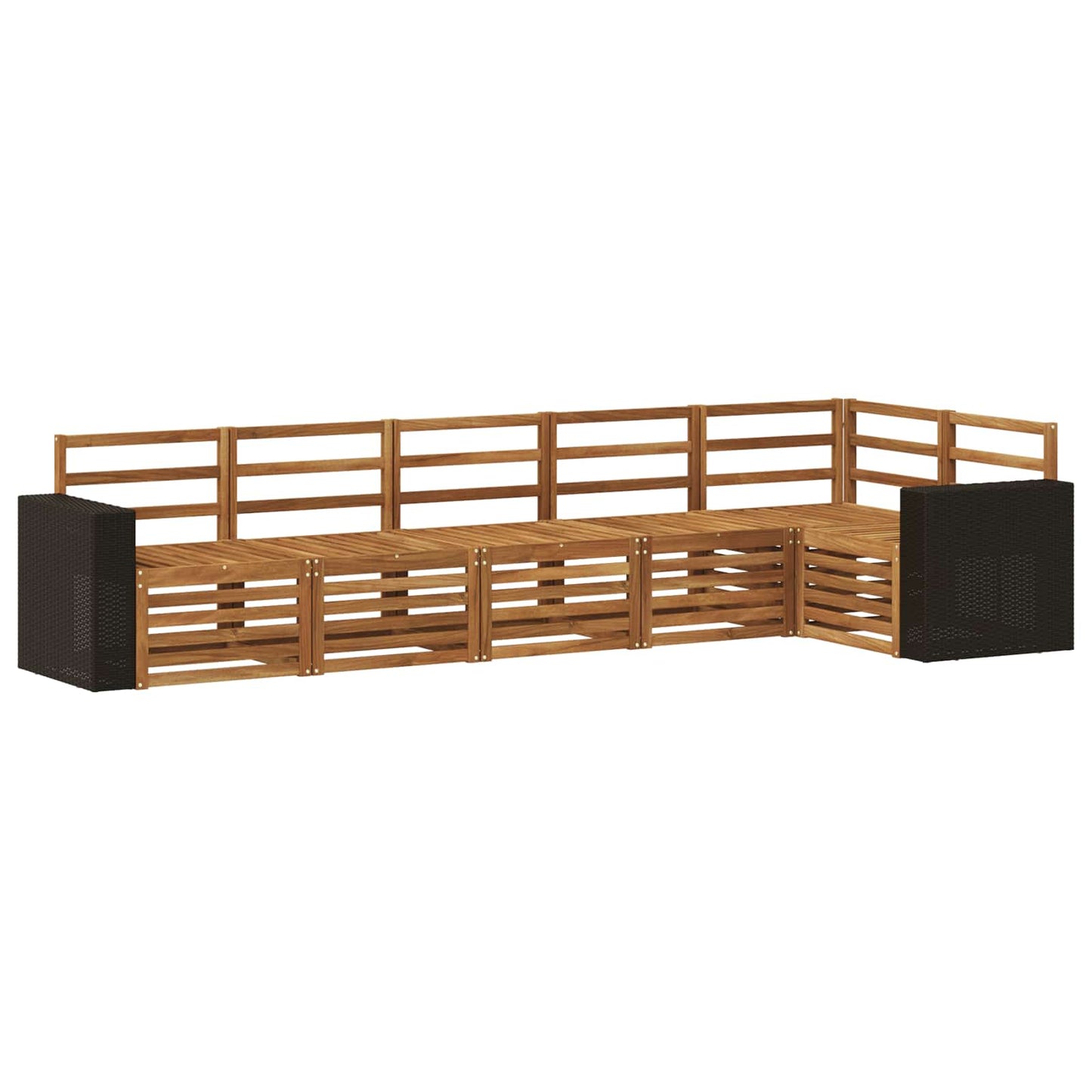 Seksjonssofa Sett 6 pcs Naturlig Solid akasietre