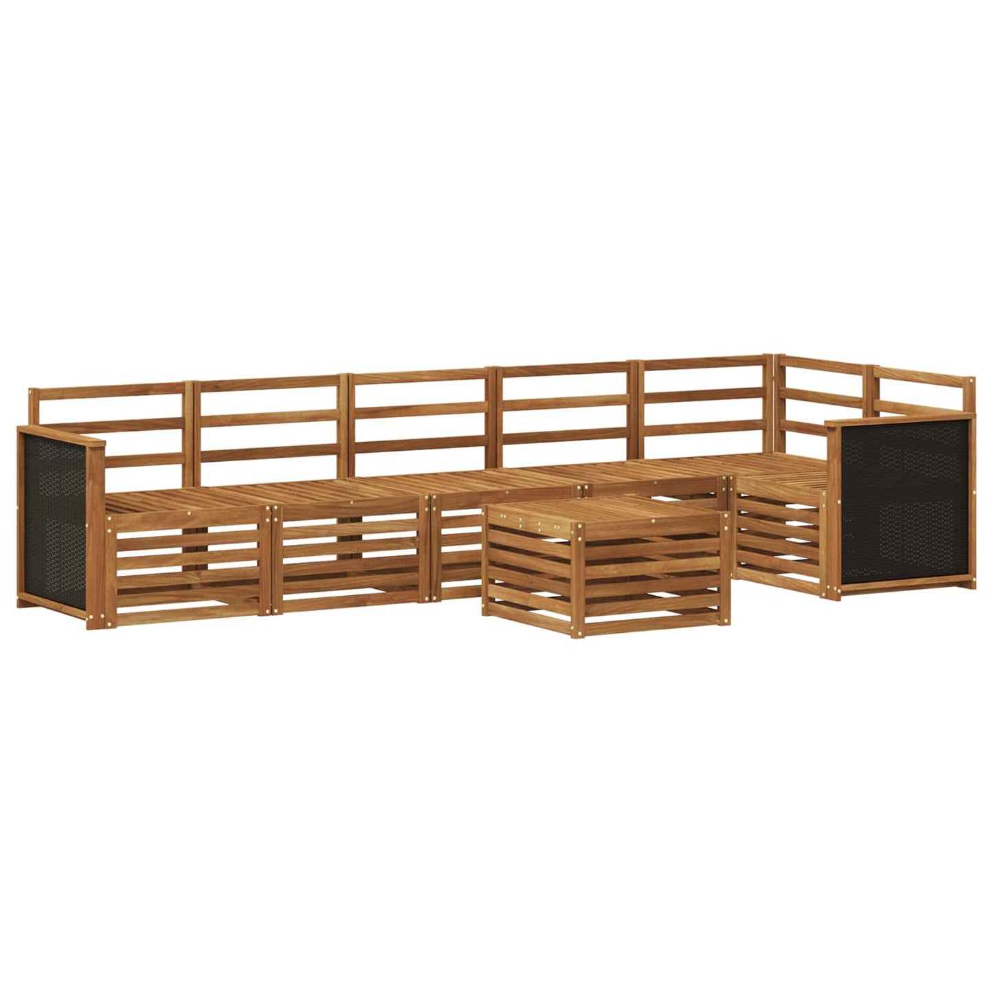 Seksjonssofa Sett 6 pcs Naturlig Solid akasietre