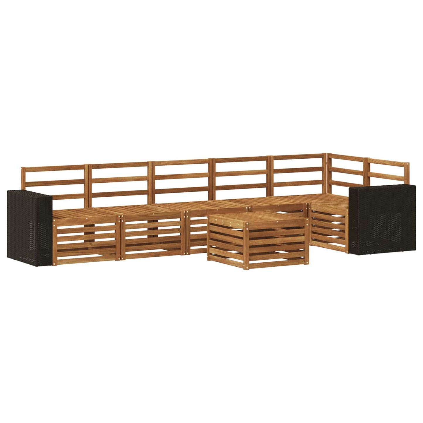 Seksjonssofa Sett 7 pcs Naturlig Solid akasietre