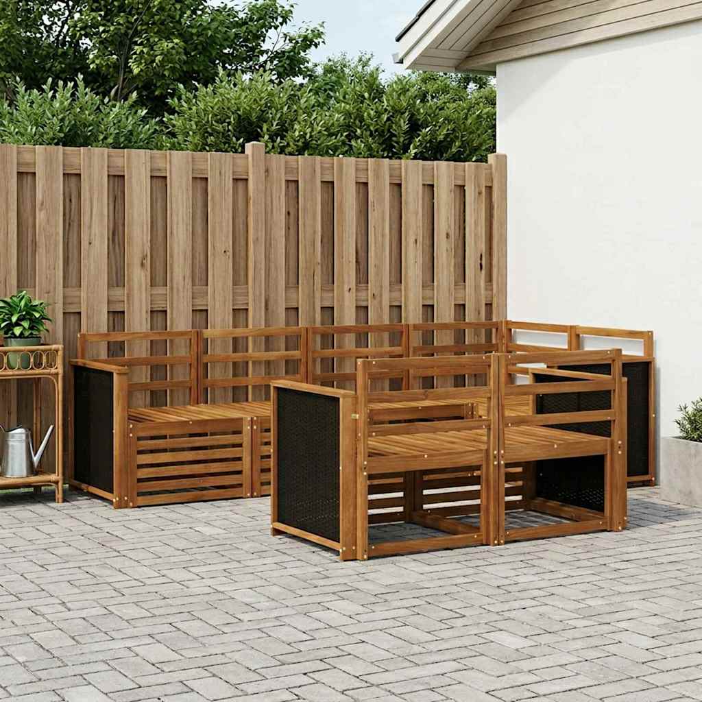 Seksjonssofa Sett 6 pcs Naturlig Solid akasietre
