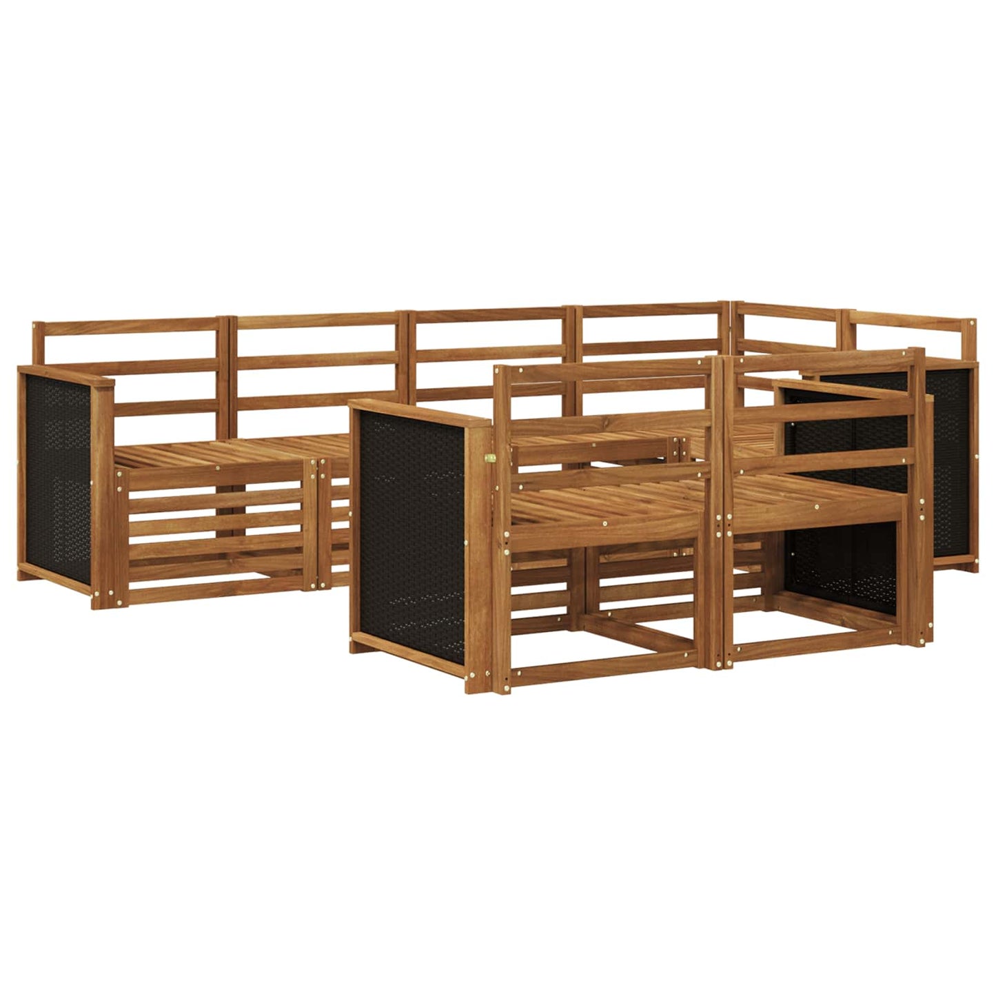 Seksjonssofa Sett 6 pcs Naturlig Solid akasietre