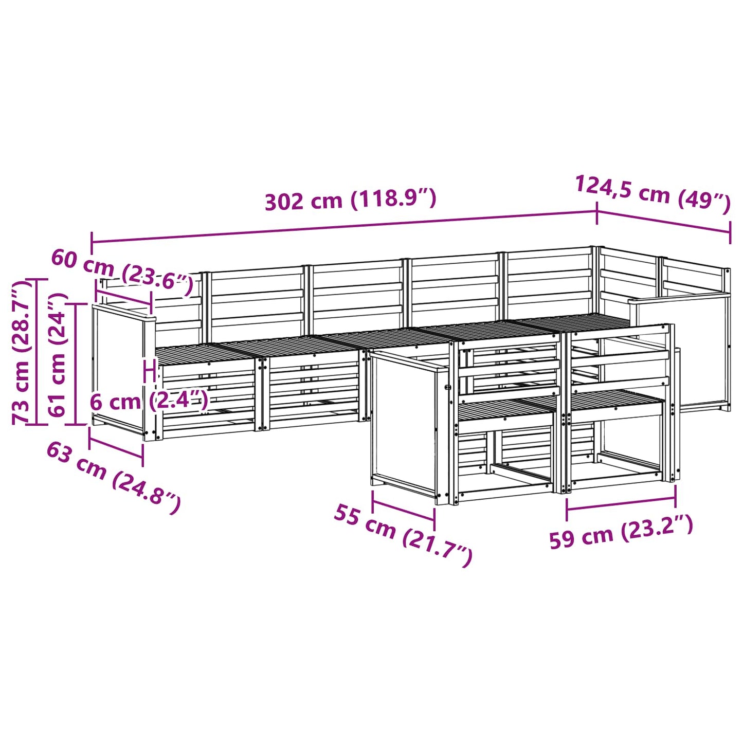 Sofasett Solid akasietre