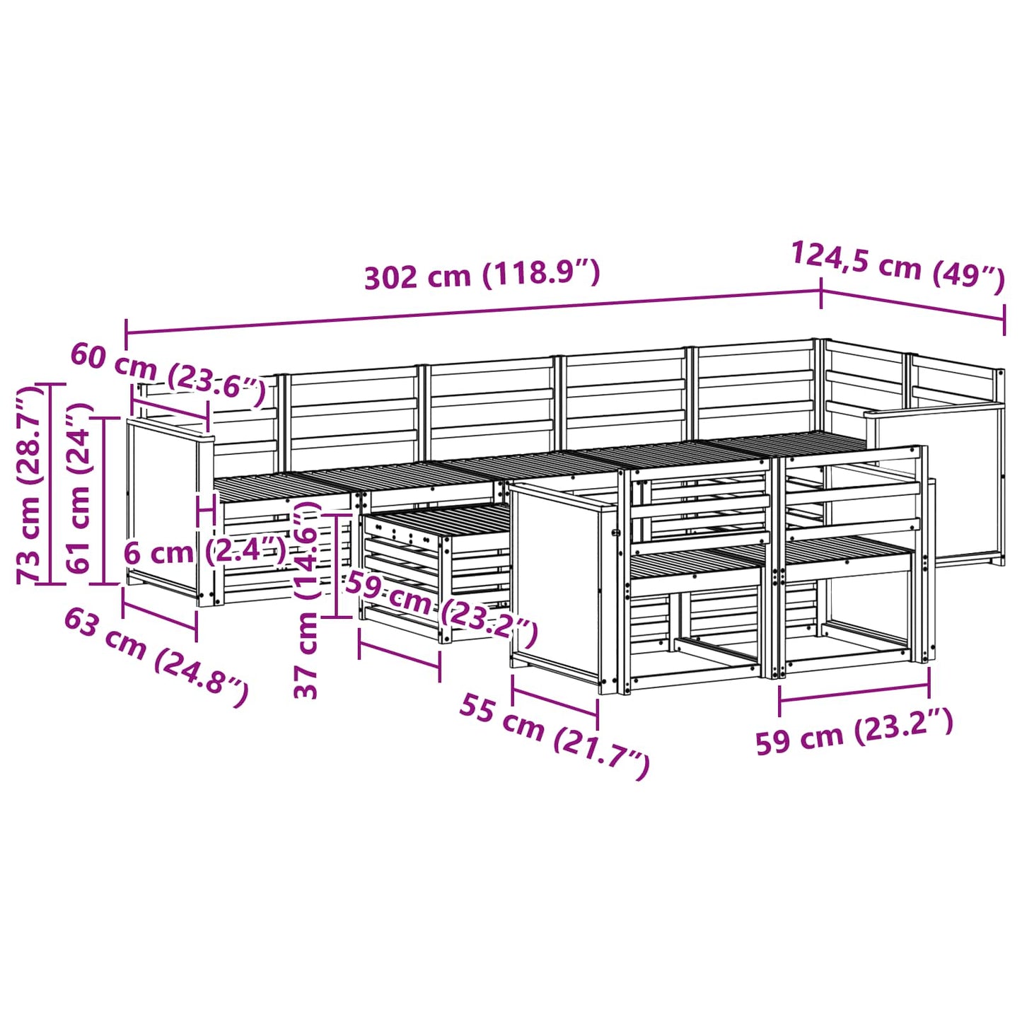Sofasett Solid akasietre