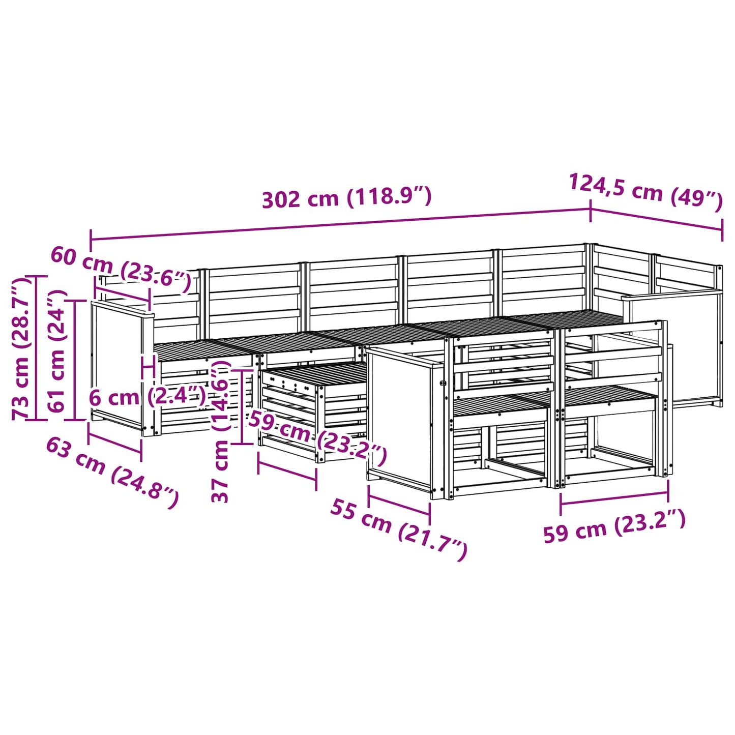 Sofasett Solid akasietre
