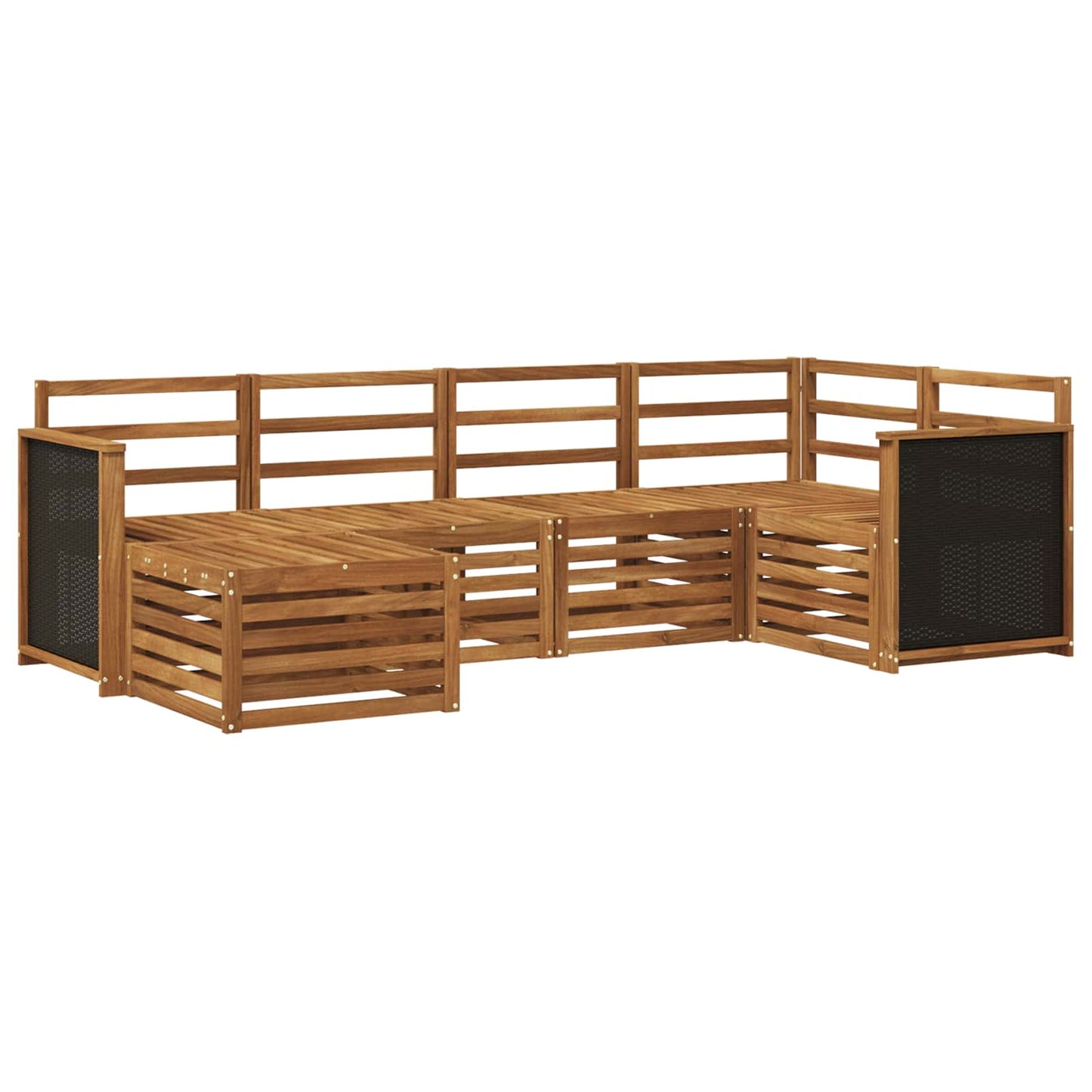 Seksjonssofa Sett 5 pcs Naturlig Solid akasietre
