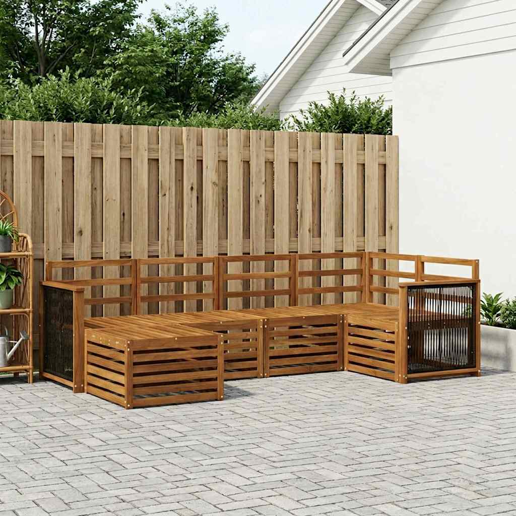 Seksjonssofa Sett 5 pcs Naturlig Solid akasietre
