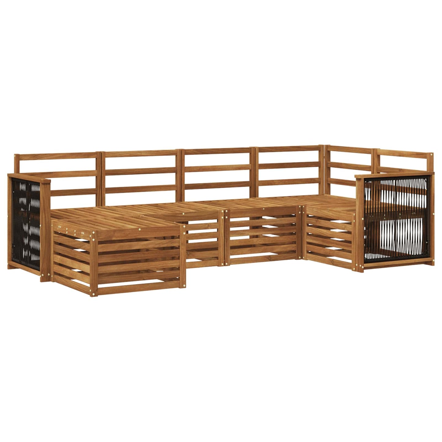 Seksjonssofa Sett 5 pcs Naturlig Solid akasietre