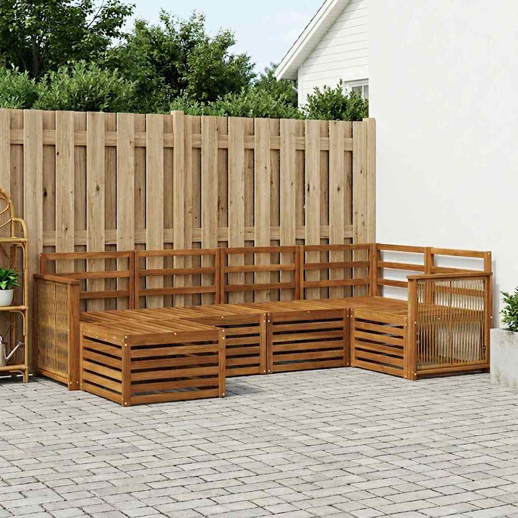 Seksjonssofa Sett 5 pcs Naturlig Solid akasietre