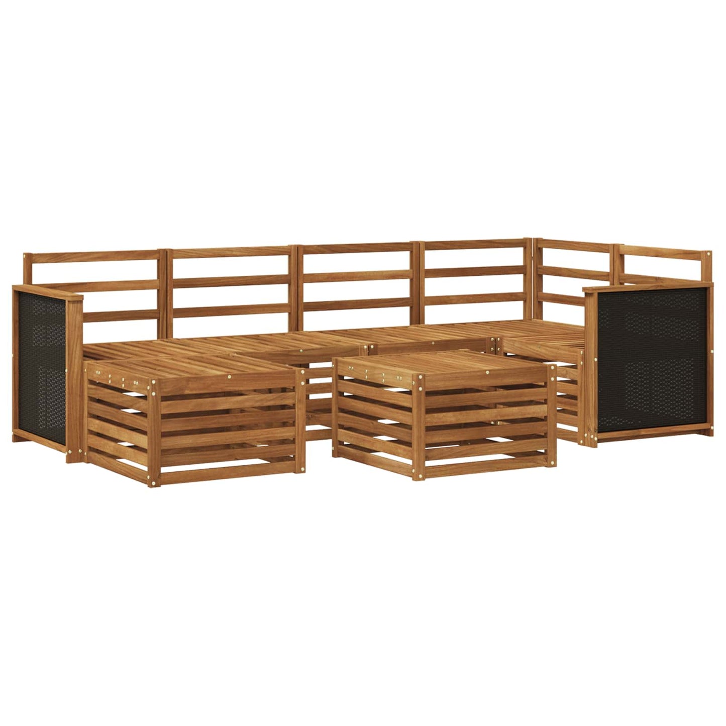 Seksjonssofa Sett 6 pcs Naturlig Solid akasietre