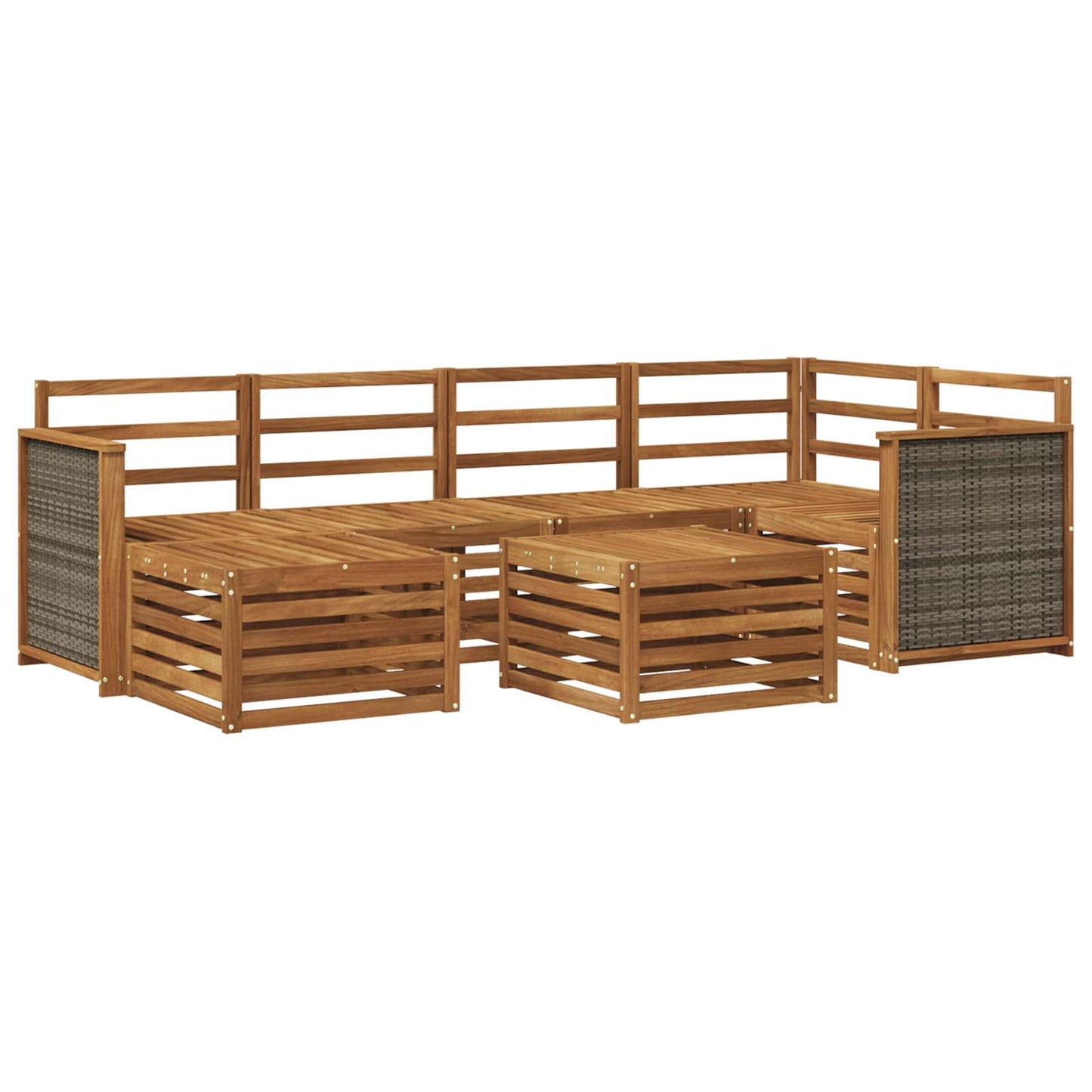 Seksjonssofa Sett 6 pcs Naturlig Solid akasietre