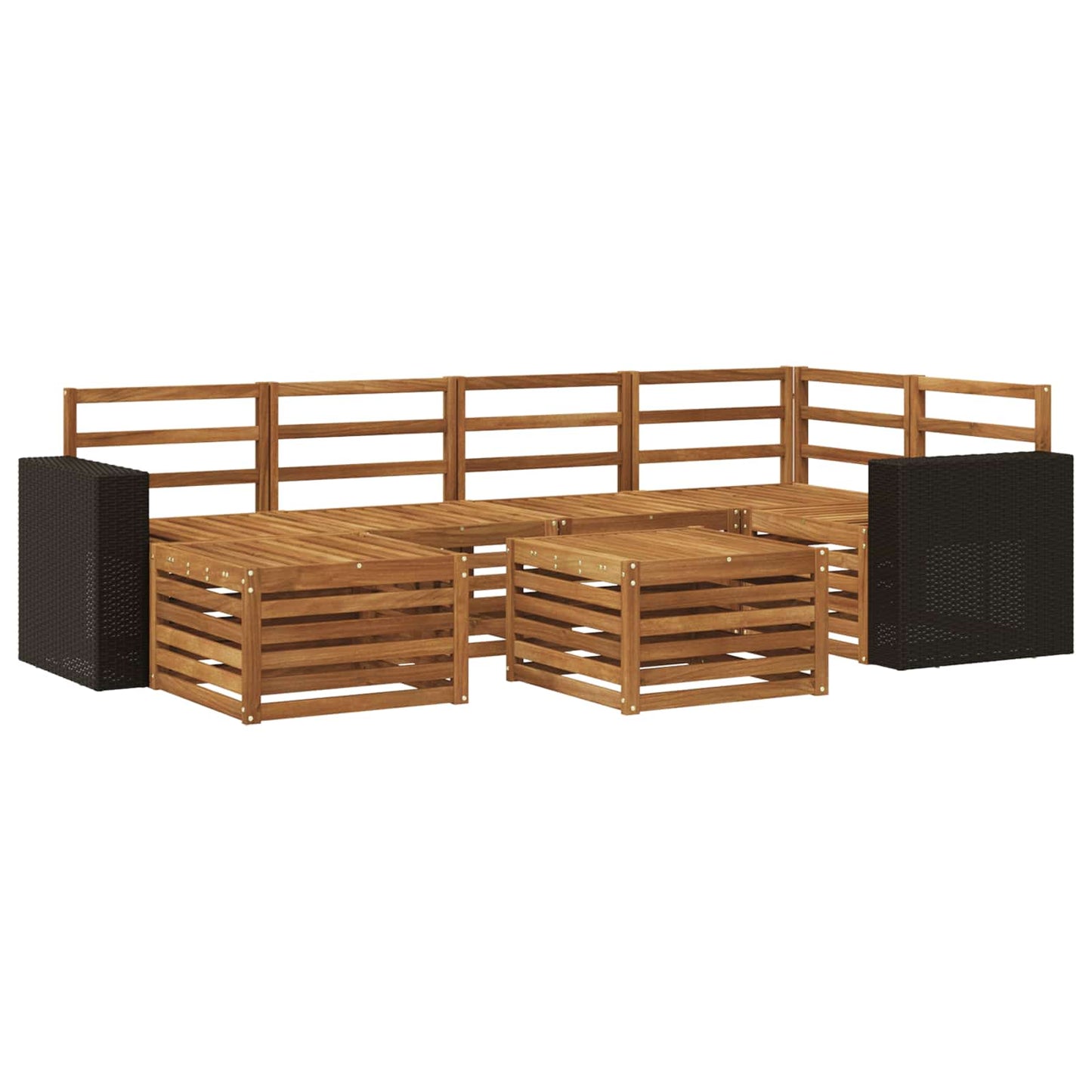 Seksjonssofa Sett 7 pcs Naturlig Solid akasietre