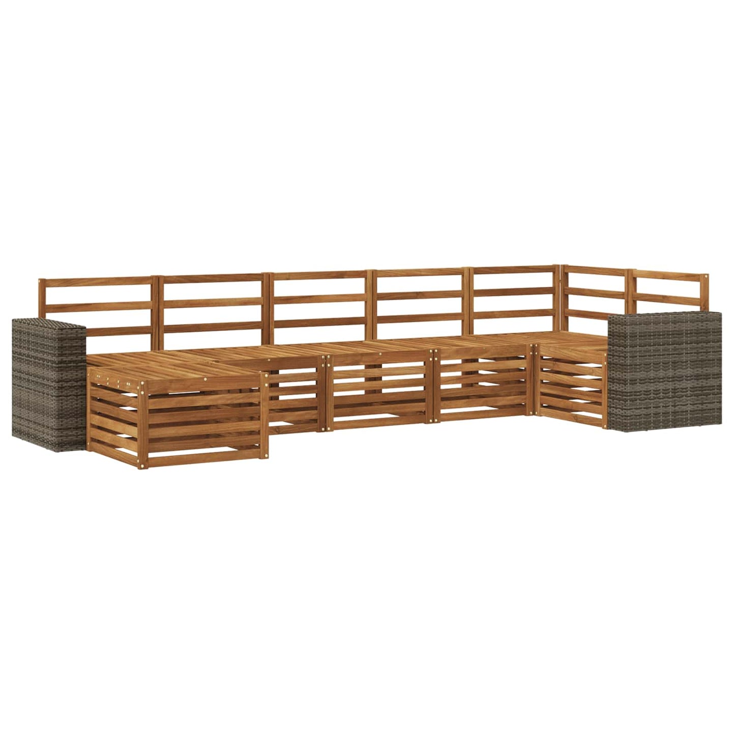 Seksjonssofa Sett 7 pcs Naturlig Solid akasietre