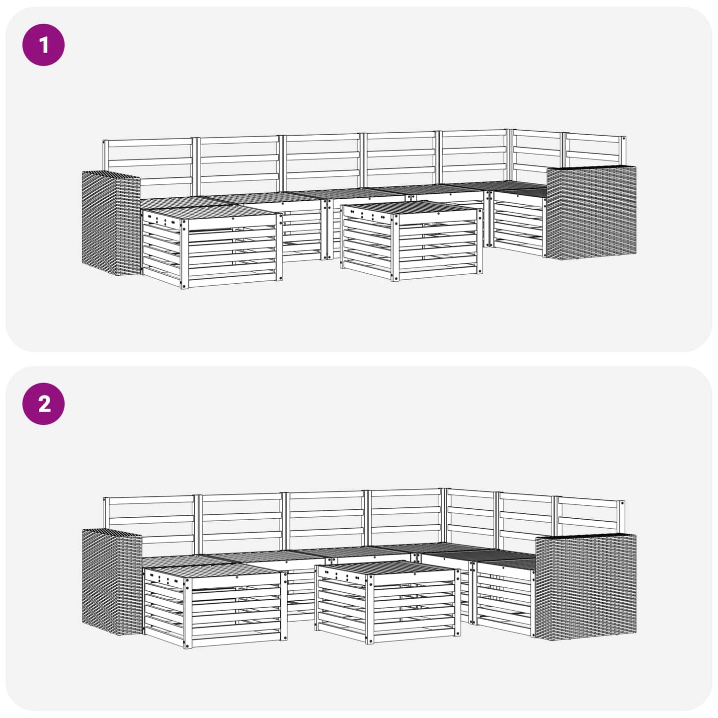 Utendørs sofa-sett 8 pcs Naturlig Solid akasietre